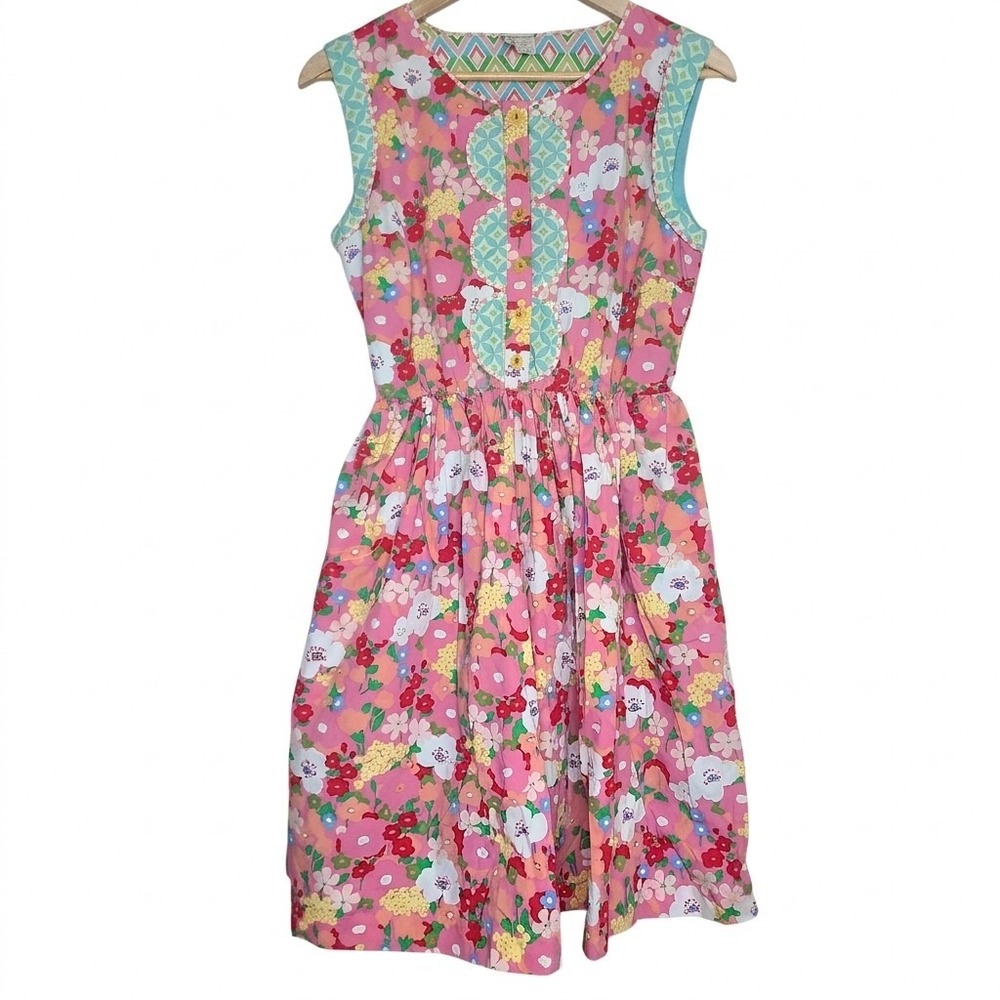 Matilda Jane Leah Dress Floral Fit Flare Womens M Sleeveless Colorful Whimsy